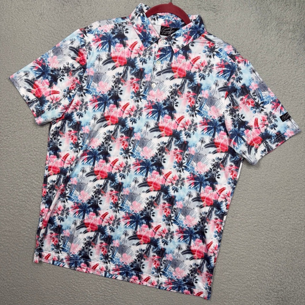 Sunday Swagger Palm Tree Performance Golf Polo Shirt